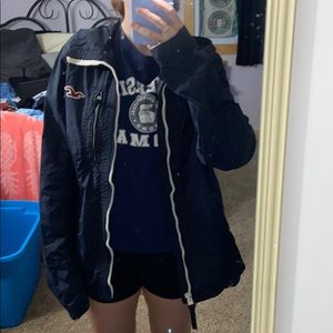 Navy blue hollister rain coat